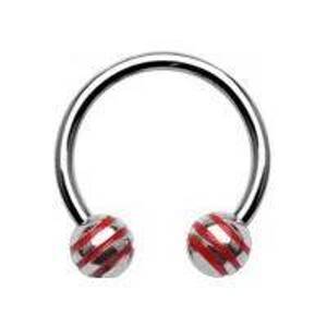 Šperky4U Piercing - podkova - červené proužky - PV01013