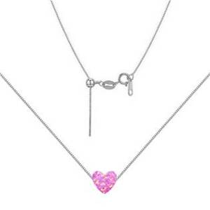 NUBIS® Stříbrný náhrdelník srdce opál - NBS03-OP22