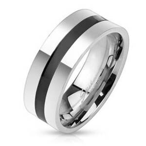 Šperky4U Ocelový prsten s černým pruhem - velikost 62 - OPR1512-62
