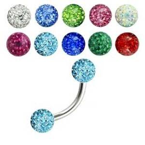 Šperky4U Piercing do  obočí s krystaly Crystals From Swarovski® 1,2 x 8 mm - OB01002-E