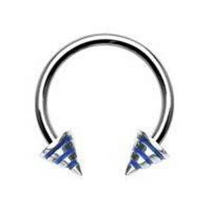 Šperky4U Piercing - podkova - modré proužky - PV01006