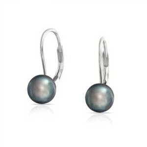 NUBIS® Stříbrné perlové náušnice - přírodní černé perly 7,5 mm - NBP1004