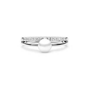 GAURA Stříbrný prsten s bílou perlou a zirkony - velikost 51 - GA4000W-50