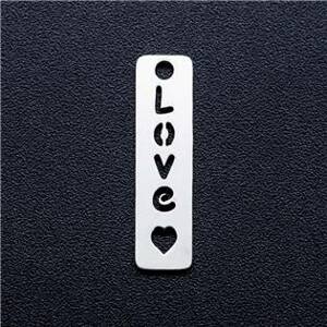 Šperky4U Ocelový přívěšek -  destička s textem LOVE + srdce - OK1371-ST