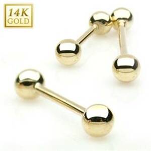 Šperky4U Zlatý piercing do jazyka, tyčka 1,6 mm - Au 585/1000 - ZL01105-1612-YG