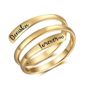 Spikes USA Zlacený ocelový prsten s možností rytiny - velikost universální - OPR1905-GD