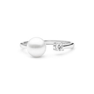 GAURA Stříbrný prsten s perlou a zirkonem - velikost 60 - GA4013W-60