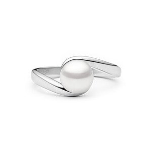 GAURA Stříbrný prsten s bílou perlou - velikost 51 - GA4015W-51