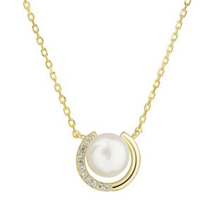 EVOLUTION GROUP CZ Pozlacený stříbrný náhrdelník s říční perlou - 22039.1