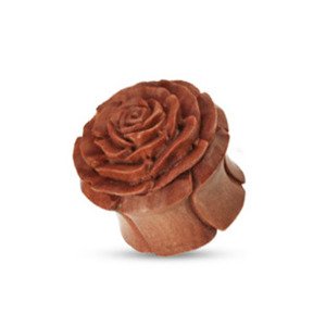 Šperky4U Dřevěný plug do ucha růže, průměr 12 mm - PL01005-12B