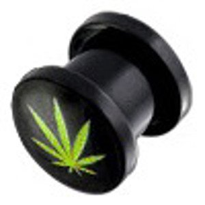 Šperky4U Plug černý - list marihuany, průměr 3 mm - PL01080-03L