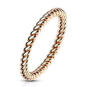 Šperky4U Zlacený ocelový prsten kroucený - velikost 51 - OPR1757RD-51