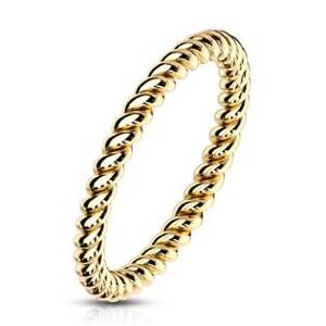 Šperky4U Zlacený ocelový prsten kroucený - velikost 51 - OPR1757GD-51