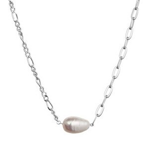EVOLUTION GROUP CZ Stříbrný náhrdelník s říční oválnou perlou - 22049.1