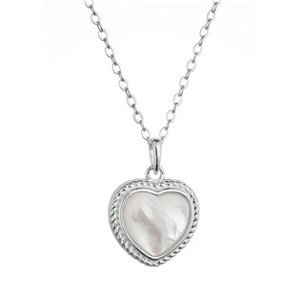EVOLUTION GROUP CZ Stříbrný náhrdelník srdce s perleťovým kamenem - 12058.1