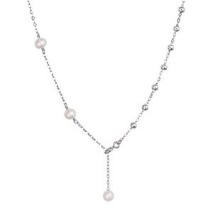 EVOLUTION GROUP CZ Stříbrný náhrdelník s perlami a stříbrnými kuličkami - 22042.1