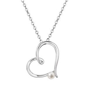 EVOLUTION GROUP CZ Stříbrný náhrdelník srdce s malou bílou říční perličkou - 22045.1