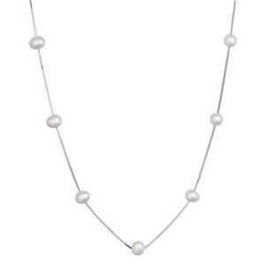 EVOLUTION GROUP CZ Stříbrný náhrdelník s oválnými perlami na řetízku - 22043.1