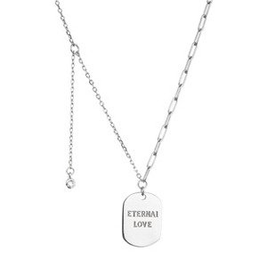 EVOLUTION GROUP CZ Stříbrný náhrdelník destička ETERNAI LOVE a přívěsek s mini zirkonkem - 12070.1