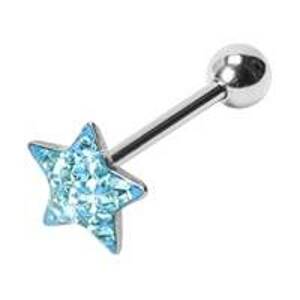 Šperky4U Piercing do jazyku - hvězda osázená zirkony - PJ01060-Q