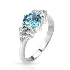 Šperky4U Ocelový prsten s tyrkysovým zirkonem - velikost 52 - OPR1493-52