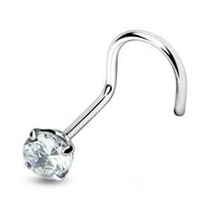 Šperky4U Zahnutý piercing do nosu - kamínek 3 mm - N01067-C