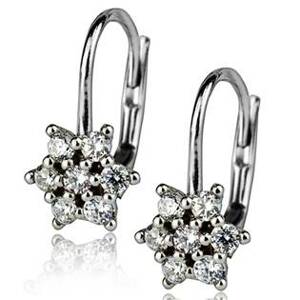 Šperky4U Stříbrné náušnice - kytičky s čirými zirkony - ZB73510-CC