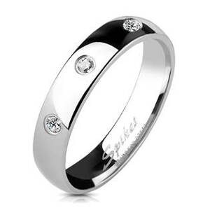 Spikes USA Ocelový prsten se 3mi zirkony - velikost 55 - OPR1198-4-55