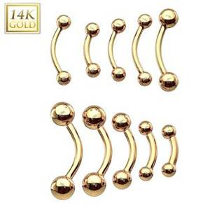 Šperky4U Zlatý piercing do obočí - kuličky, Au 585/1000 - ZL01107-1206-YG