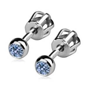 Šperky4U Stříbrné šroubovací náušnice, světle modré zirkony - ZB23056-LB