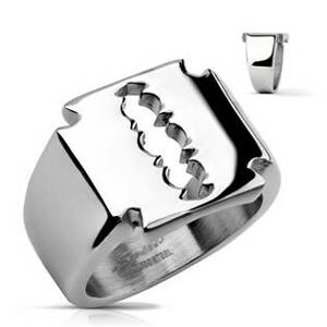 Šperky4U Mohutný pánský ocelový prsten - žiletka - velikost 60 - OPR1668-60