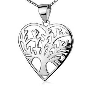 Šperky4U Stříbrný náhrdelník - srdíčko strom života - ZB87849