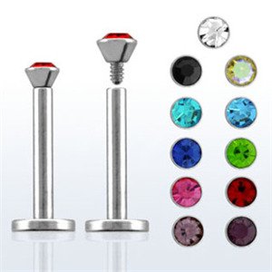 Šperky4U Piercing do brady 1,2 x 6 mm - kamínek 2 mm - LB01020-A