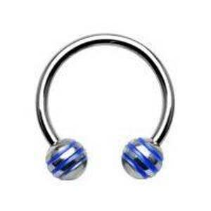 Šperky4U Piercing - podkova - modré proužky - PV01010
