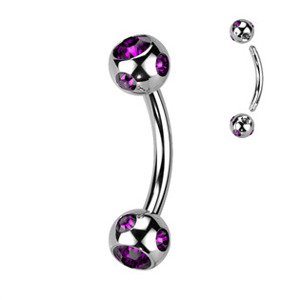 Šperky4U Piercing do obočí - kulička s kamínky - OB01093-A