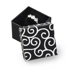 Šperky4U Malá dárková krabička na prsten černá s ornamenty - KR0194-K