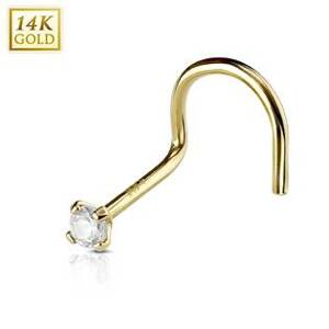 Šperky4U Zlatý piercing do nosu, Au 585/1000 - kamínek 2 mm - ZL01127C-YG